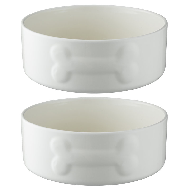 Petsware Dog Bowls, Cream, 3cm H x 20cm W x 20cm D