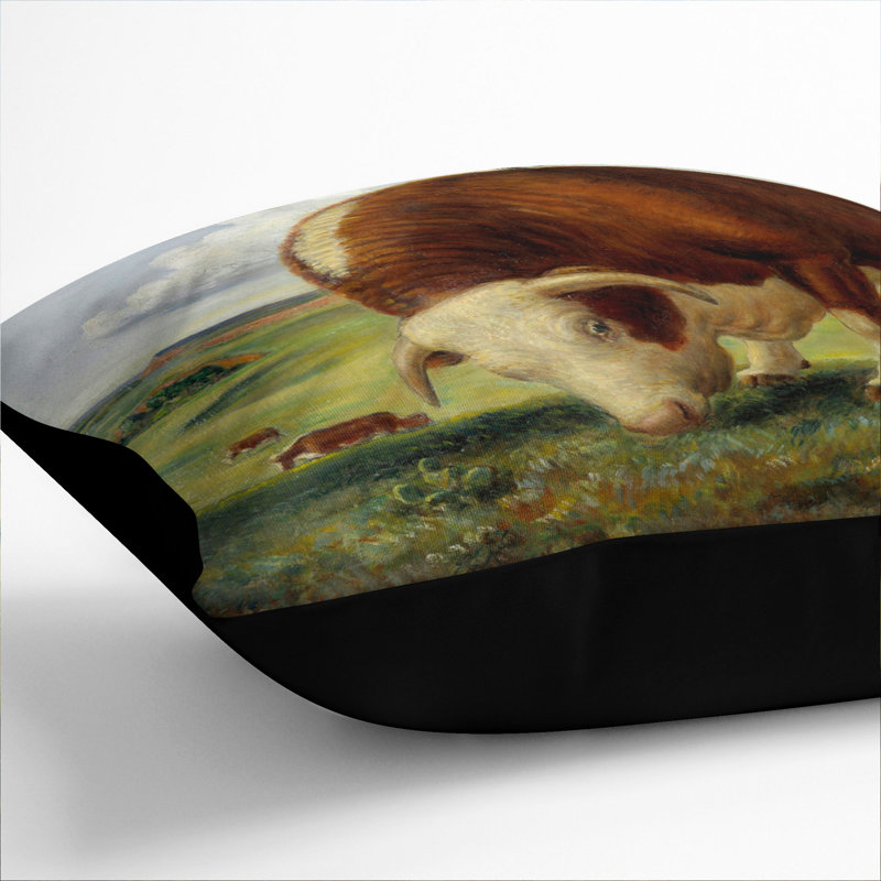 Ajax Bull Cow Scatter Cushion, Black, 55cm H x 55cm W x 20cm D