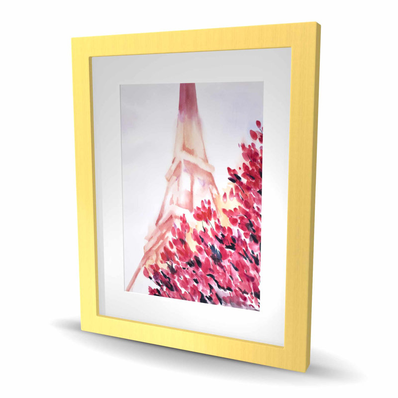 Tour Eiffel rose - reproduction encadrée pour la décoration intérieure, H 20 po x l 16 po, Doré