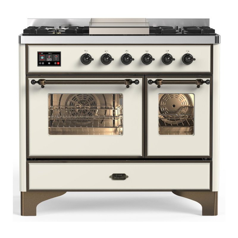 Majestic III Series 40 Inch Dual Fuel Range with 6 Sealed Burners, Griddle, in Mightnight Blue (Natural Gas, Chrome Trim)