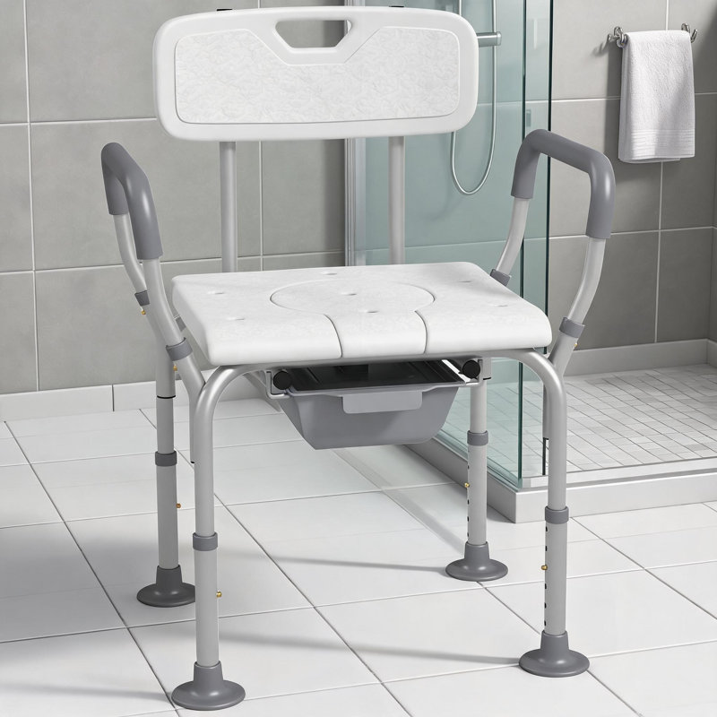 Siège de salle de bain 3-en-1 Classic Classic avec cadre en aluminium pour personnes à mobilité réduite