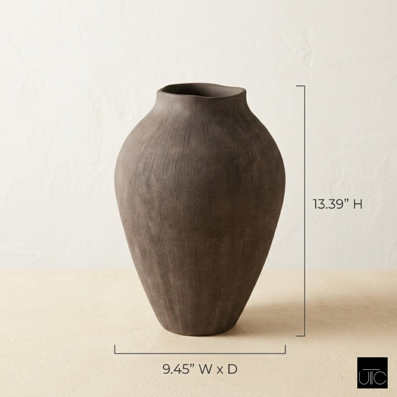Vase en terre cuite Pavati, 9,45 po x 9,45 po x H 13,39 po