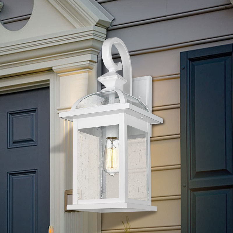 Lanterne murale extérieure imperméable (ampoules non incluses), Blanc, H 21,2 po x l 6 po x P 6 po
