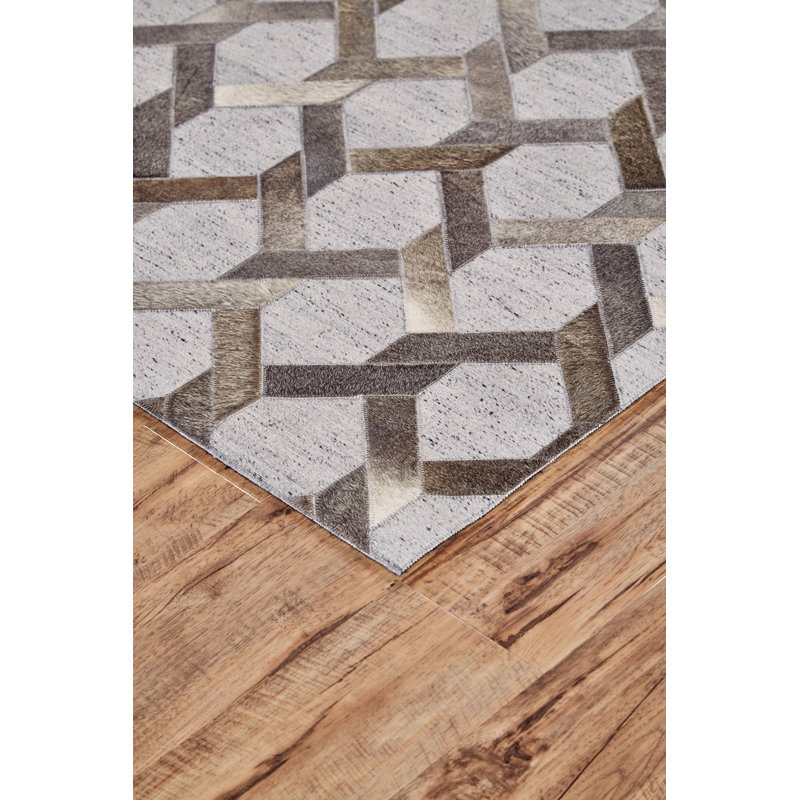 Tapis géométrique en acier tissé à la main Grossi, Rectangle 5 pi x 8 pi