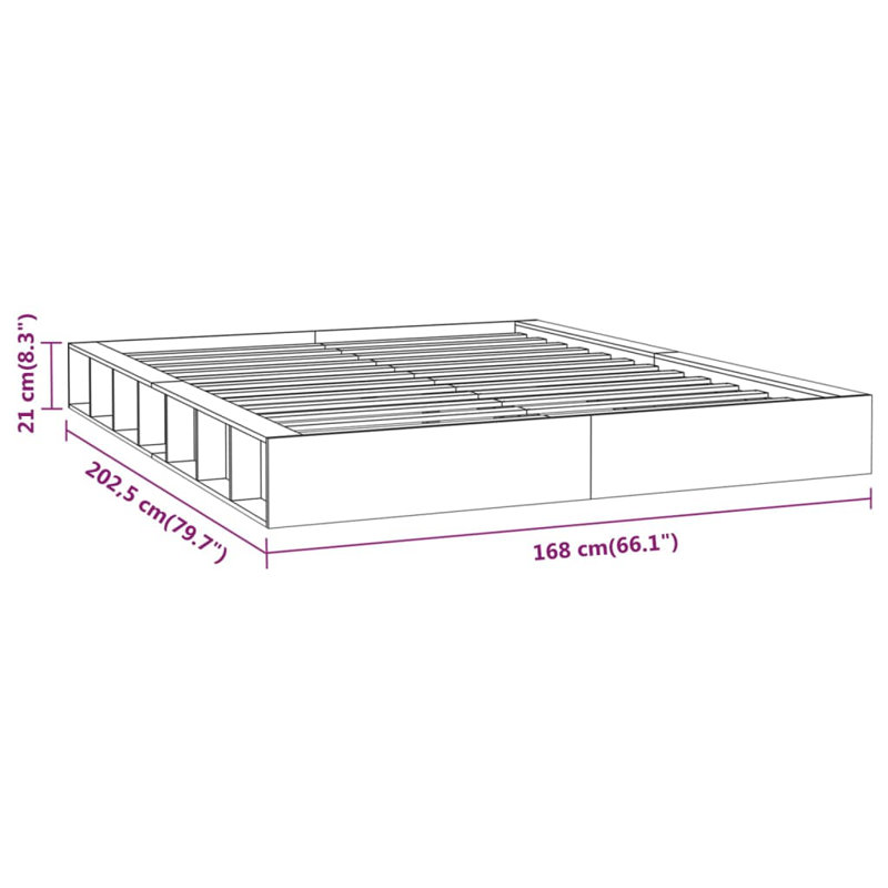 Bed Frame Solid Wood, White, Double (4'6)