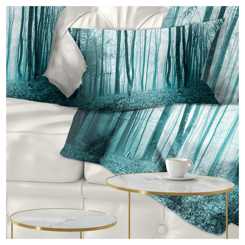 Coussin décoratif imprimé forêt turquoise