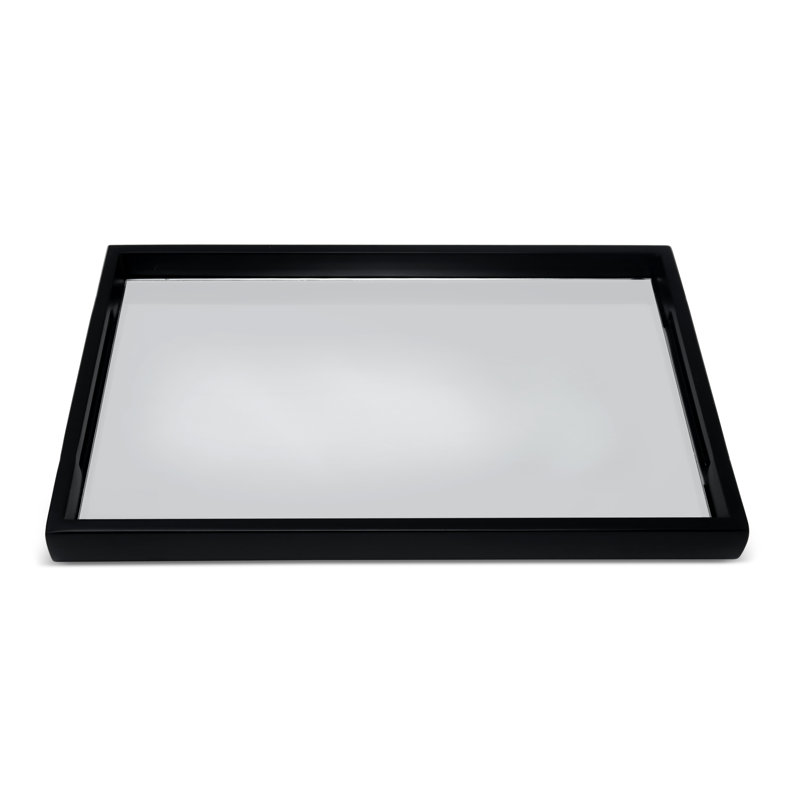 Plateau miroir rectangulaire, Noir, noir, noir, noir, L 16,25 po x l 10,25 po x H 1,25 po