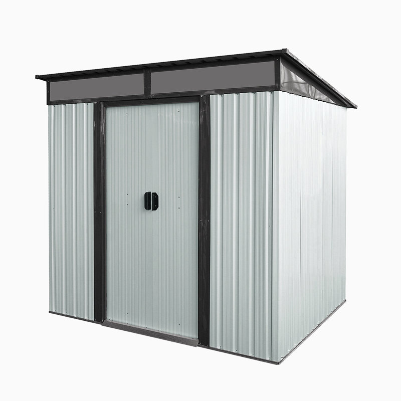 Outdoor Metal Storage Transparent Plate, White/Black, 71" H x 77" W x 59.5" D