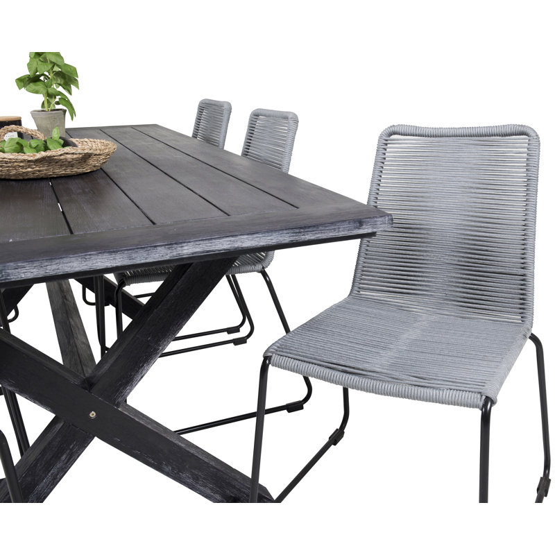 Dhairya 6 - Person Acacia Patio Dining Set with Rectangular Table