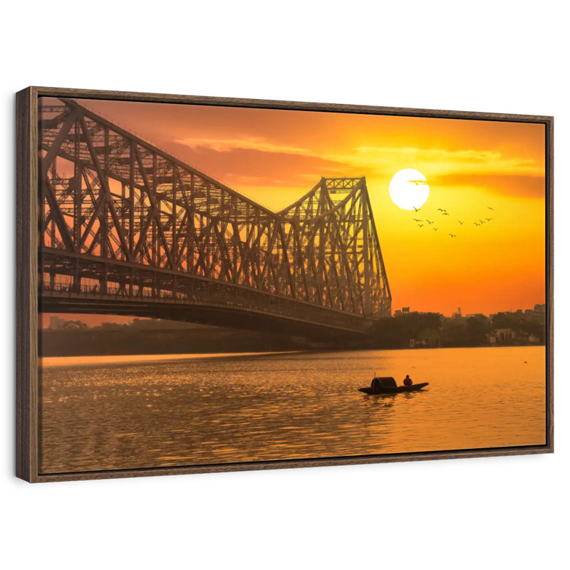 Pont Howrah, 13 po x 9 po, Cadre flottant noyer