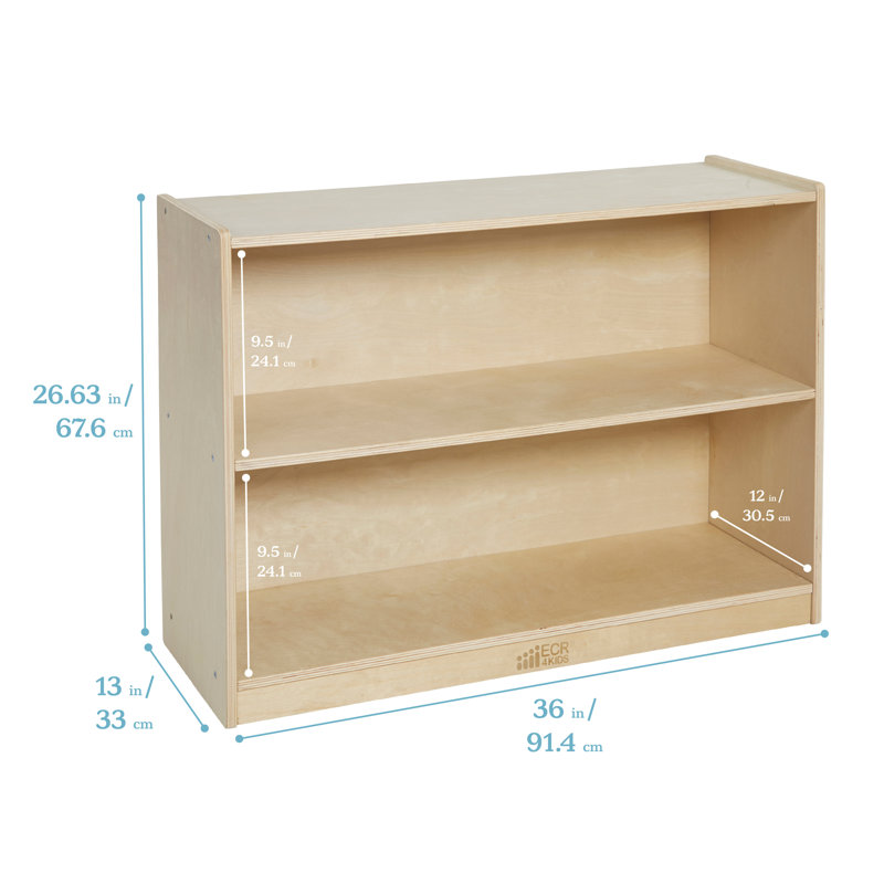 ECR4Kids 2-Shelf Mobile Single-Sided Storage Cabinet, Classroom Furniture, Natural