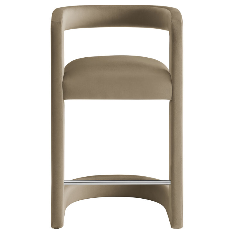 Winslow Performance Velvet Stool, Taupe, Counter Stool (27" Seat Height)