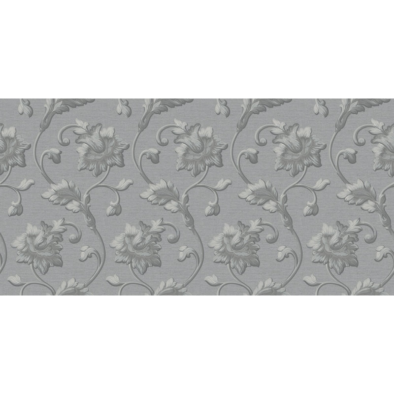 Lesandro Non-Pasted Floral Wallpaper Roll, Gray
