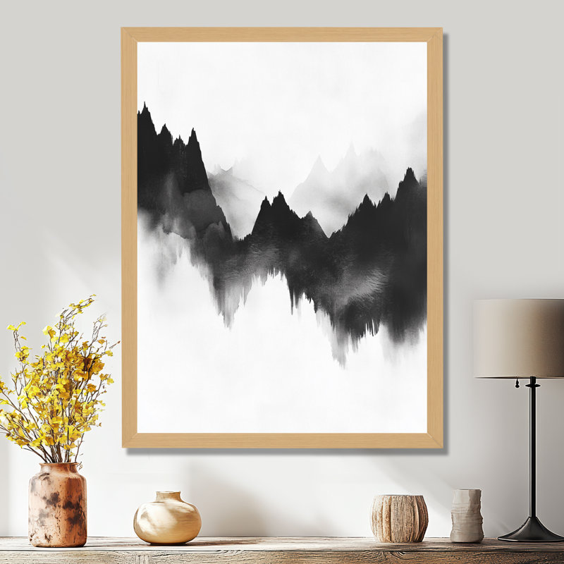 Pics abstraits monochromes en noir et blanc I - Paysages - Tableau encadré, H 32 po x l 24 po, Natural Picture Framed