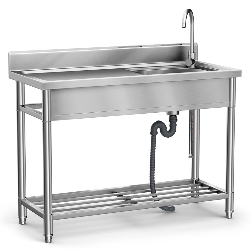  Évier utilitaire 39 po en acier inoxydable 304 SUS 39 po, Lavabos simples autoportants pour salle de lavage, atelier, garage, cour, cuisine