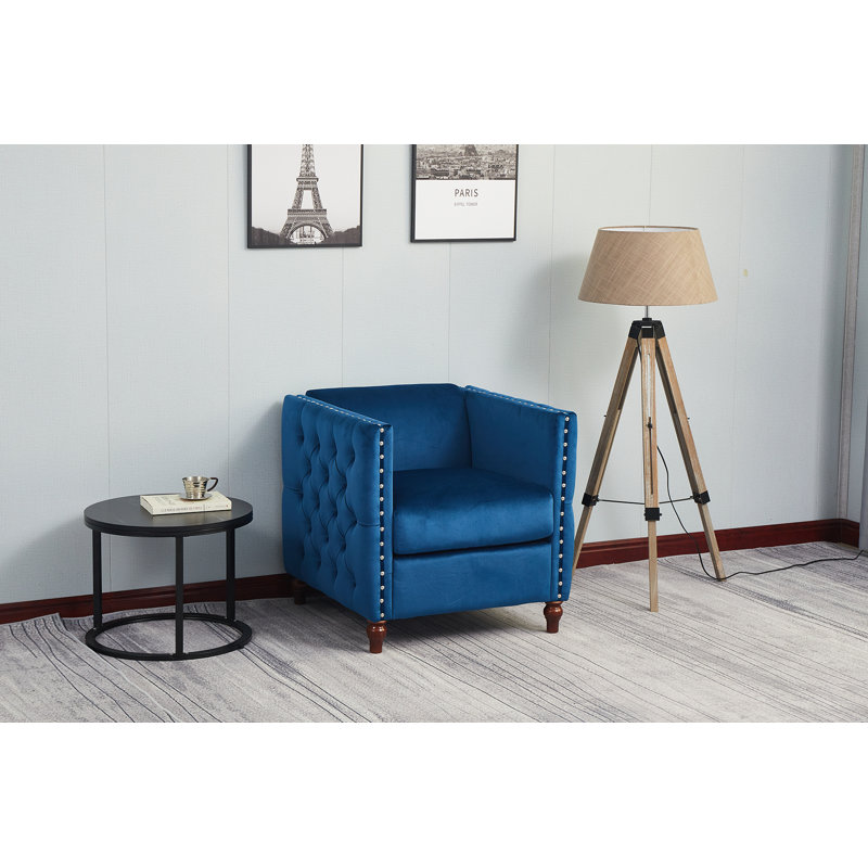 Memphis Velvet Armchair, Blue Velvet
