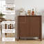 Armoire d'appoint 31,5 "pour le salon, armoire de rangement en placage de bois massif avec tablettes réglables pour le couloir ou la cuisine, noyer-335970172