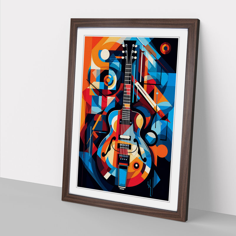 Electric Guitar Cubism Art - Framed Print, Walnut, 34cm H x 25cm W x 2cm D