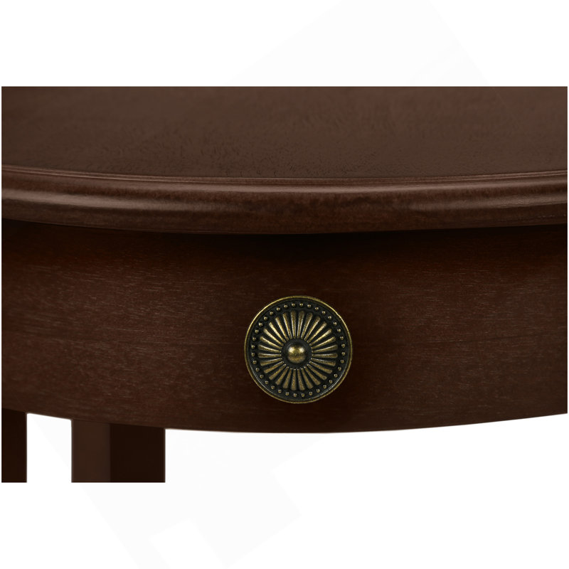 Table d'appoint, 2 niveaux, table de bout, table d'appoint, ronde, table de chevet, chambre à coucher, lampe, placage brun, transitionnel