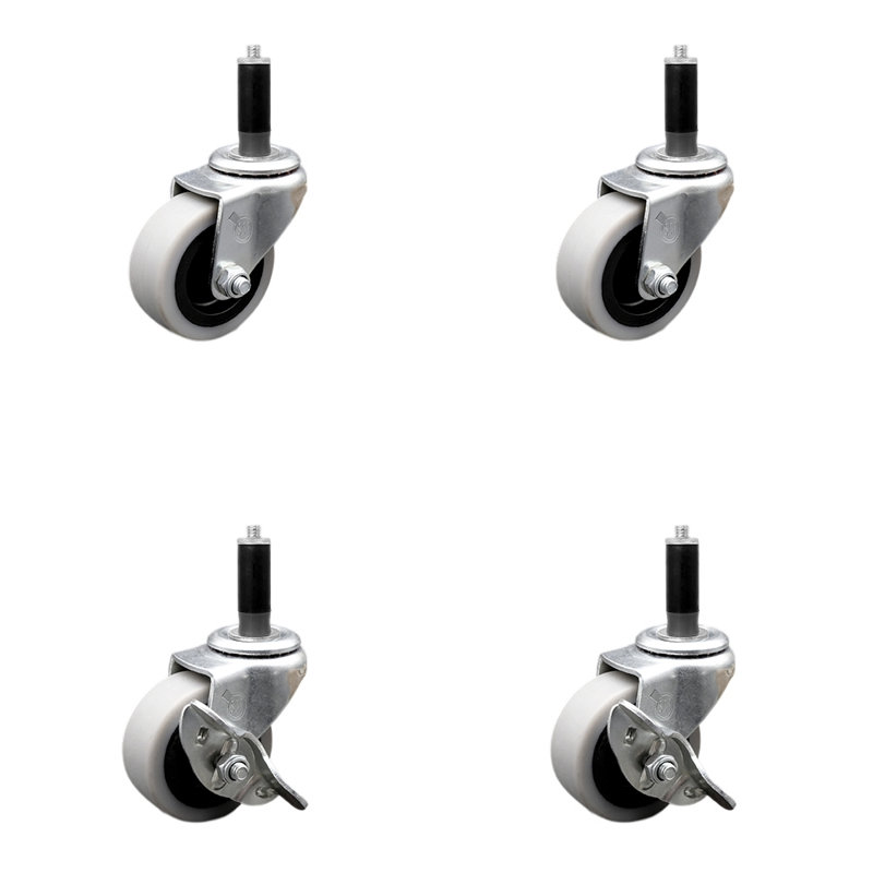 Ensemble de roulettes extensibles 1 pouce avec 2 freins Thermoplastic Wheel