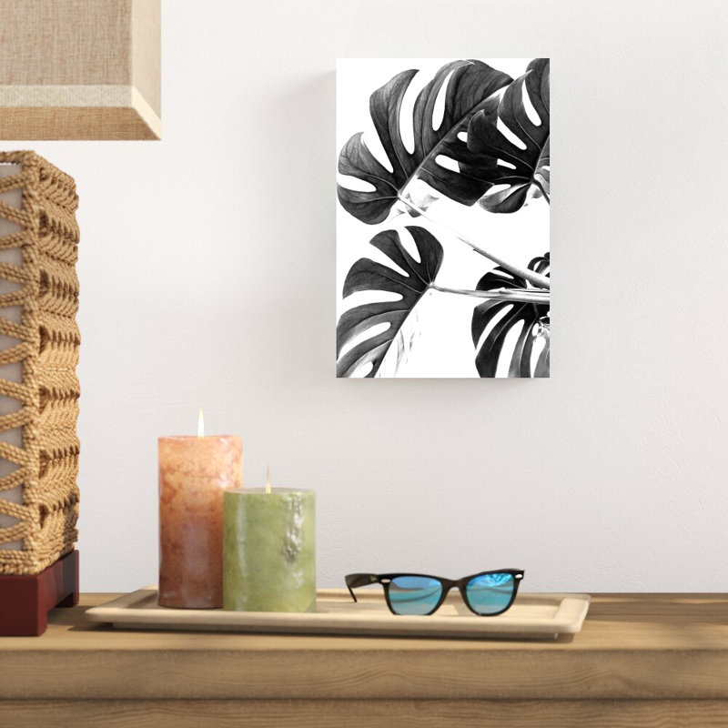 " Black And White Monstera ", 12" H x 8" W