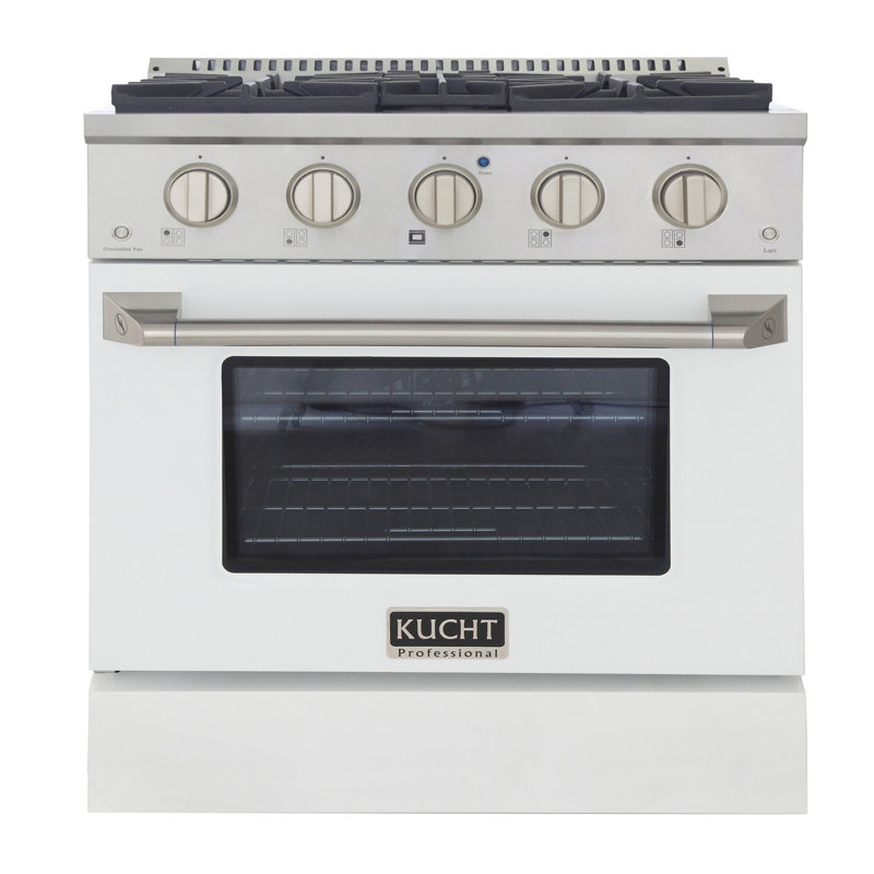 Kucht 30'' W Dual Fuel Free Standing Range, White, Natural Gas