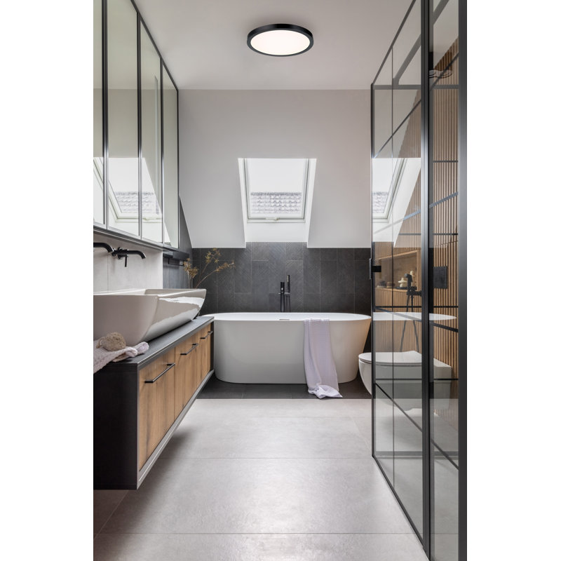 Raed LED Flush Mount in Black, 0.9" H x 12" W x 12" D, Black