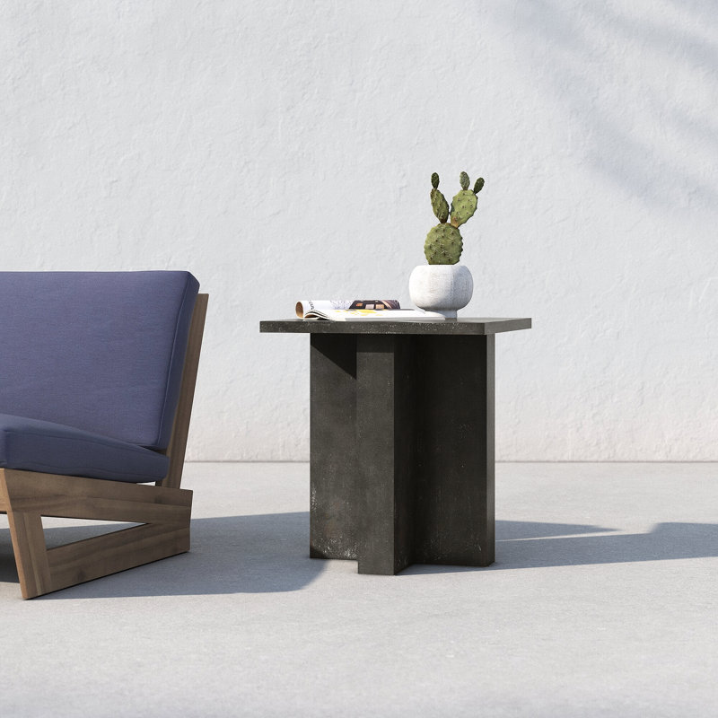 Dev Square Metal Outdoor Side Table , 19.75'' in. W 19.75'' in. D, Dark Gray