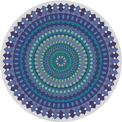Fabriqué à la machine à partir de laine et de polyester gris/bleu/vert Tapis décoratif