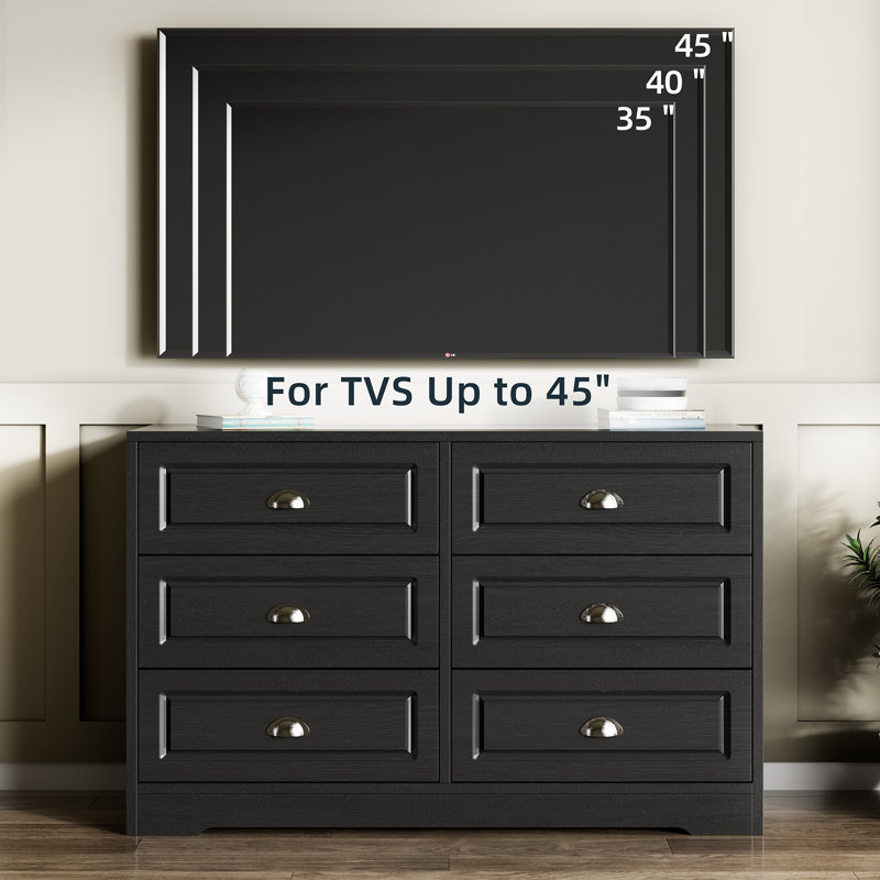 Commode double 6 tiroirs Aukusti, Noir, noir, noir, noir
