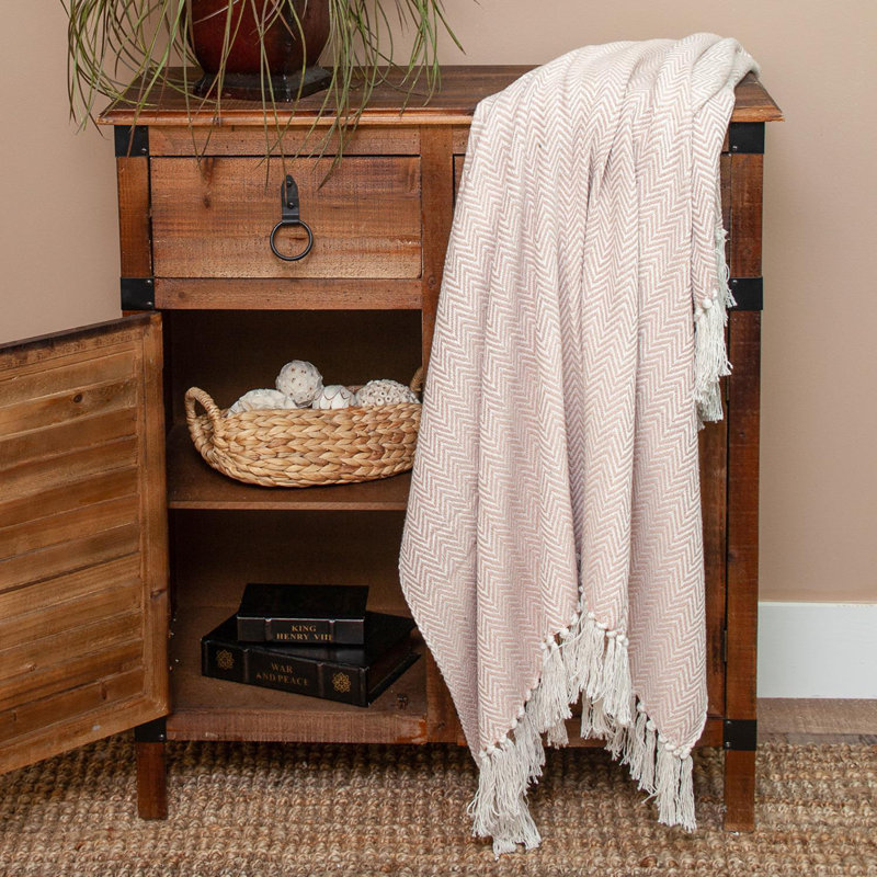 Isla Pink 80" x 97" Woven Handloom Throw Blanket, Pink, 97" W x 80" L
