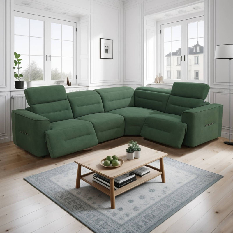 Canapé modulaire inclinable électrique en flanelle Zierre, 34,5 po x l 120 po x P 89 po