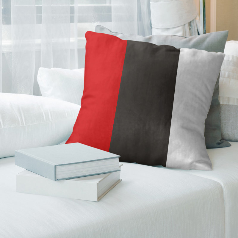 Coussin décoratif, 16 po x 16 po, Rouge / Brun / Blanc, Duvet synthétique