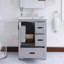 Meuble-lavabo simple autoportant 24 po avec plateau intégré en céramique blanche 24 po-198914447