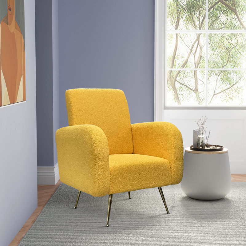 Arnhart Upholstered Accent Chair, Yellow Fabric
