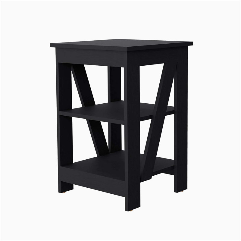 Table with 2 Shelves, Black