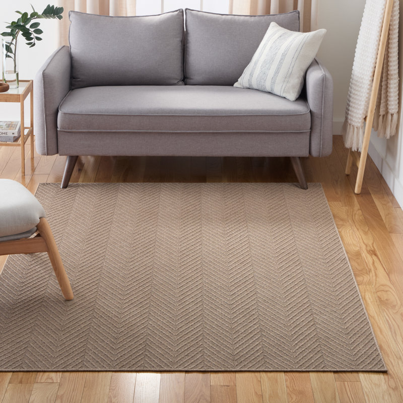 TOWN & COUNTRY BASICS Pax Herringbone Textured Solid Machine Washable Area Rug Brown, Rectangle 9'10.1" x 14'0.1"