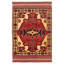Tapis décoratif en laine noué à la main de conception unique 4 pi 1 po x 6 pi 1 po Charsie rouge/beige