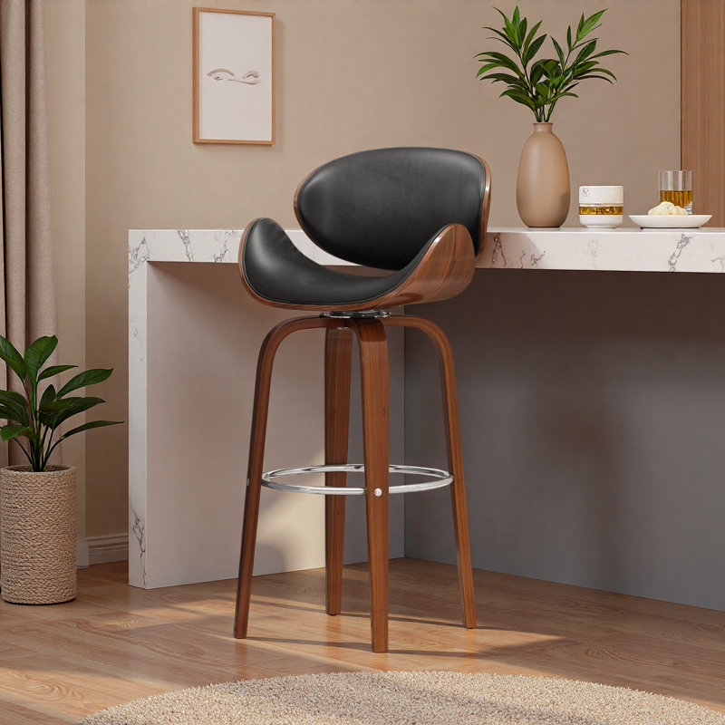 Tabouret tournant 30 "Mid-Century, Noir