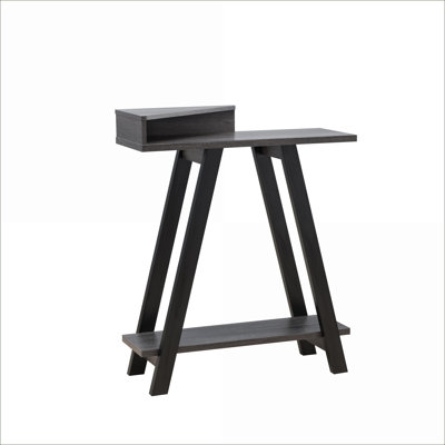 Console Tables Contemporary Two-Toned with 2 Shelves, A-Shaped Legs, Black &amp; Grey | Particle Board | Grey