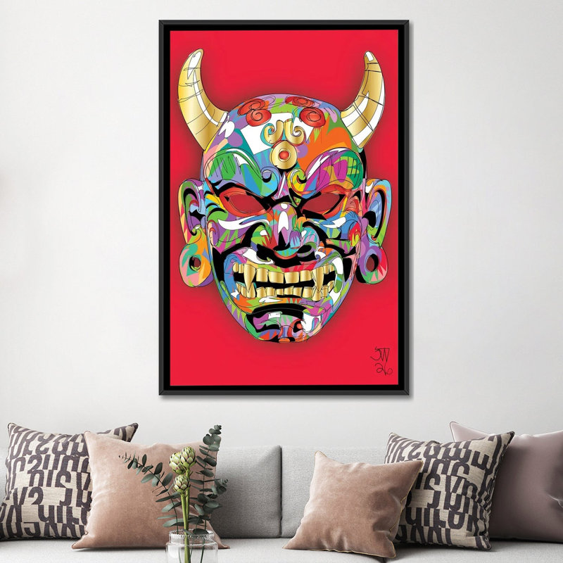 Japenese Devil Mask 2026 by TECHNODROME1 - Gallery-Wrapped Canvas Giclée on Canvas, Black
