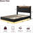 Bed Frame with LED Lights & Charging Station, Upholstered Platform Bed with Storage Headboard-2136881402-2136881401