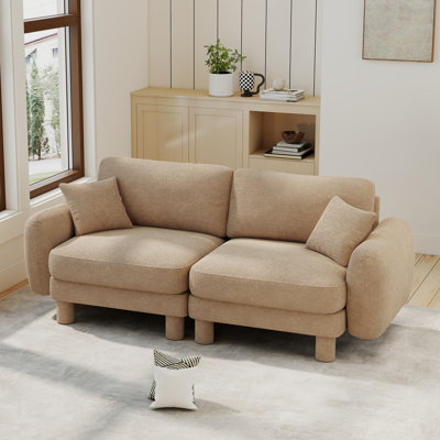 77.9? 2-seater Sofa, Modern Boucle Fabric Sofa, With 2 Pillows by Ebern Designs