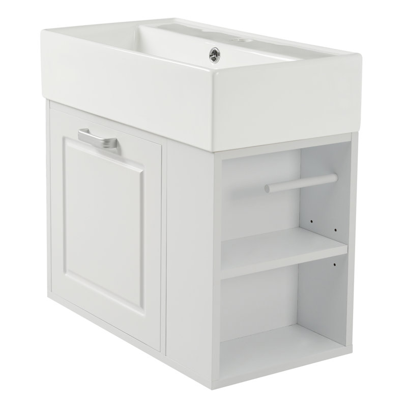 22'' Wall-Mounted Bathroom Vanity With Ceremic Top, White