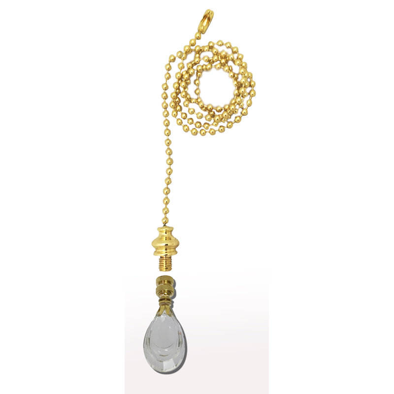 Flat Teardrop-Shaped Crystal Finial Ceiling Fan Pull Chain