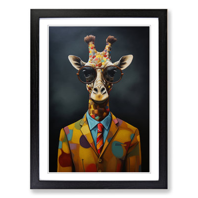 Giraffe Dadaism - Single Picture Frame Print on Wood