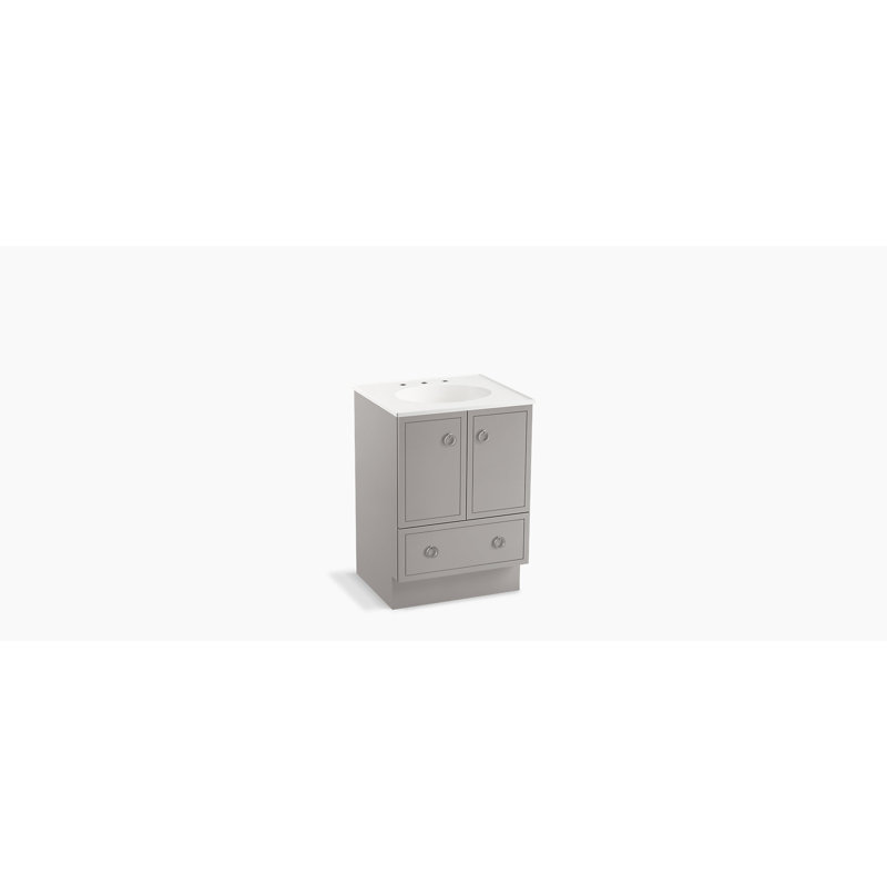 Meuble-lavabo Jacquard de 24 po (61 cm) avec plinthe, 2 portes et 1 tiroir, Mohair gris
