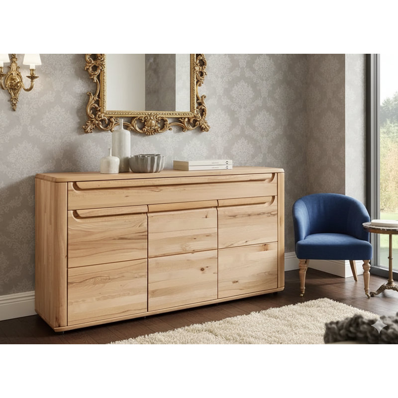 Grande commode à 3 portes Gloria | Façades en hêtre massif | Commode de rangement moderne | Finition naturelle à l'huile
