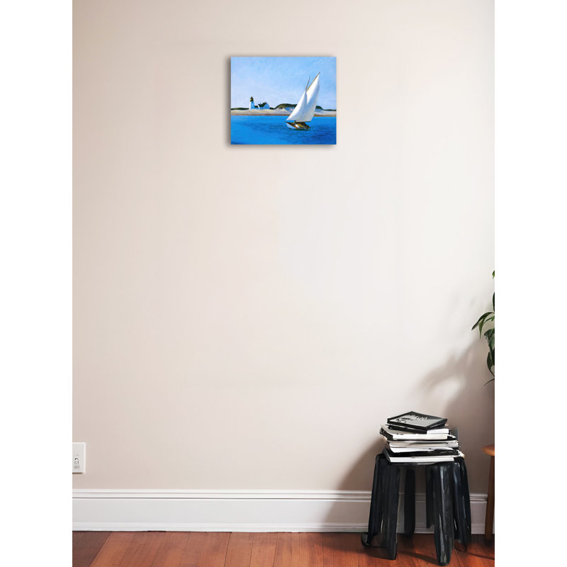 Long Leg Coastal Blue and White Canvas Art Print