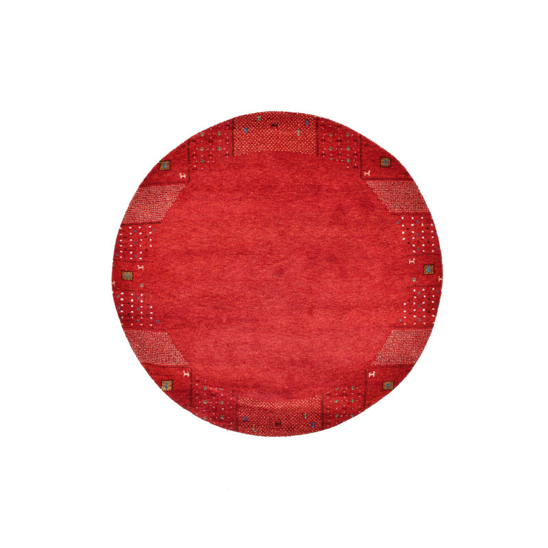 Hand Knotted Wool Red Rug, Round 190cm